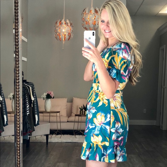 Floral Wrap Mini Dress Multicolor Dress Spring - Picture 5 of 5